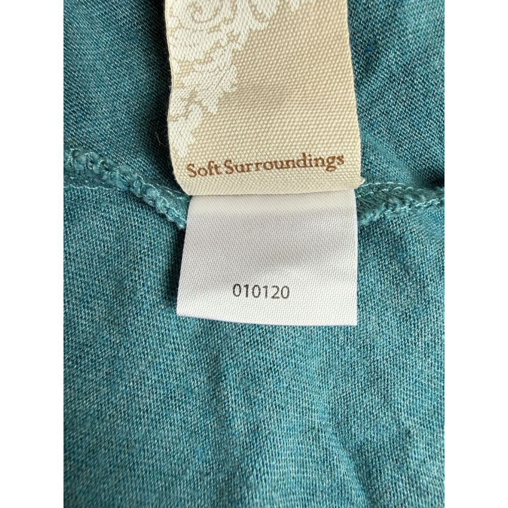 Soft Surroundings ELYSIA Dress High-Low Maxi Teal Blue Buttons V-Neck MEDIUM - Picture 6 of 6